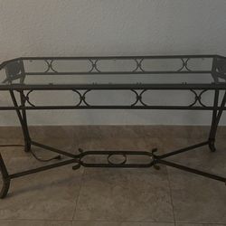Rectangular Metal Glass Table For Sale