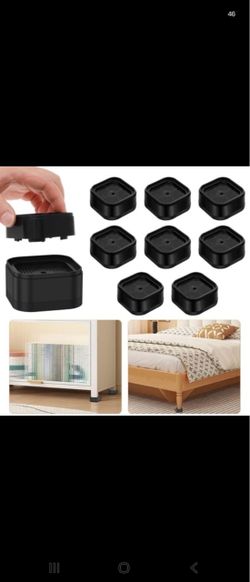 8-Pack Black Furniture & Bed Risers – Heavy Duty Square Risers