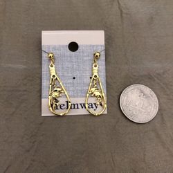 Gold Plated Dolphin Drop Earrings 