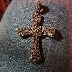 Sterling Silver & Markasite Filigree Pendant