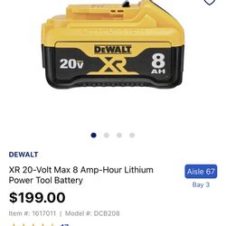 DeWalt DCB208 (1) 20V MAX XR 8 Ah Li-Ion Battery New No Box -2021 8ah
