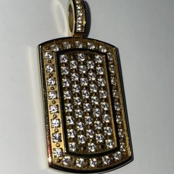 CZ Stainless Steel Dog Tag Pendant