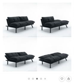 72” Black Futon Sofa Memory Foam Sleeper