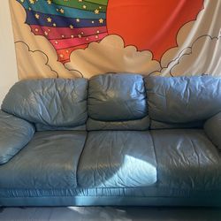 Turquoise leather Couch 