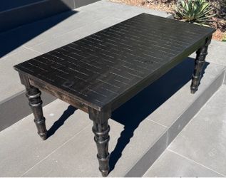 Vintage Rustic English Country Farmhouse Coffee Table with Sculptural Turned Legs & Textured Wood Grain Top