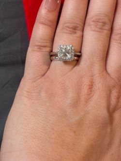 Solid Sterling silver Moissanite ring and band