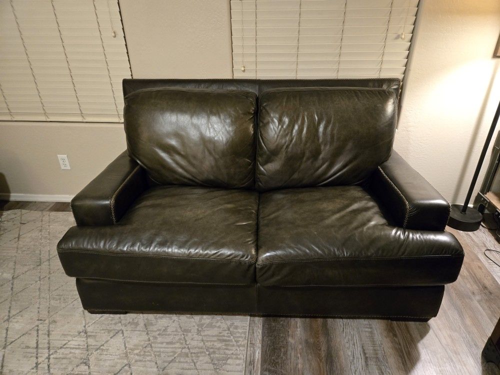 Living Spaces Leather Love Seat