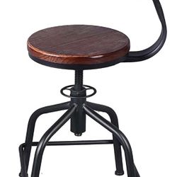 Farmhouse Style Kitchen Stool, Adjustable Swivel Bar Stools with Backrest, set of 2