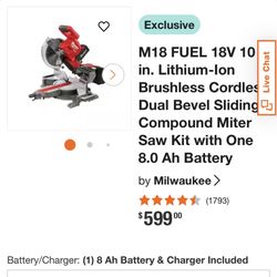 Milwaukee 10” Dual Bevel Miter Saw 