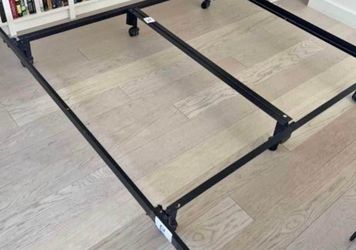 Black Metal Bed Frame with Wheels Full, Queen  C King