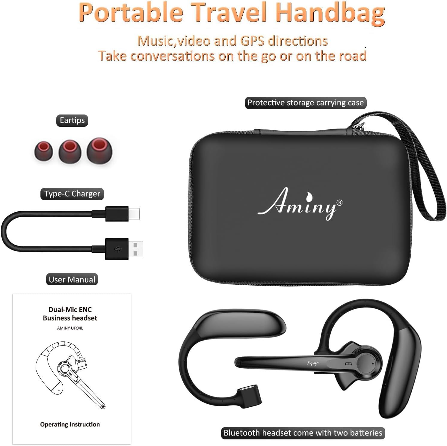Wireless Bluetooth headset With AI noise Cancelling