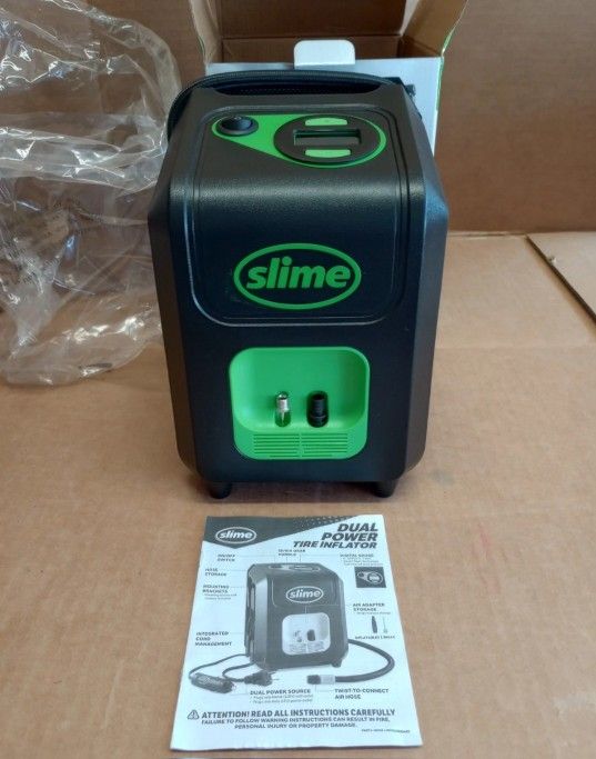 New No Box SLIME DUAL POWER TIRE INFLATOR - 40052 - HOME 120V - CAR 12V 