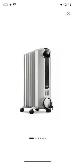 DeLonghi Radiator Heater: Oil Filled, Electric Space Heater, Indoor Use, Programmable Timer, 3 Settings, 1500W, ETL Listed