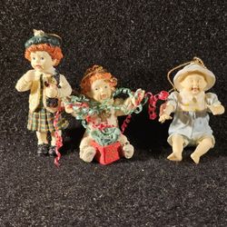 Vintage Ashton Drake Heirloom Molly, My First Christmas & Tickles Ornaments New