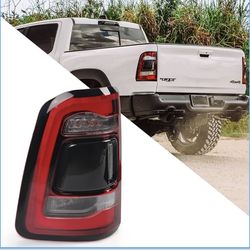 FIONE-For Dodge Ram 1500 Tail Light Assembly 2019-2022 Black Smoke LED Rear Lamps Blind Spot Module Can Be Installed Left Driver Side LH CH