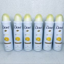 Lot Of 6 - New Dove Go Fresh Anti-Perspirant Spray, Grapefruit & Lemongrass Scent