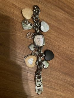 Fossil Watch With Heart Charms 