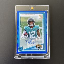 2025 Panini Donruss Travis Hunter Rated Rookie Blue Auto /150 Jaguars RC AUTO