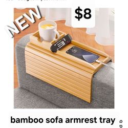 New Bamboo sofa armrest tray with cup holder $33 +tax retail each