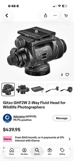 Gitzo GHF2W 2-Way Fluid Head for Wildlife Photographers
