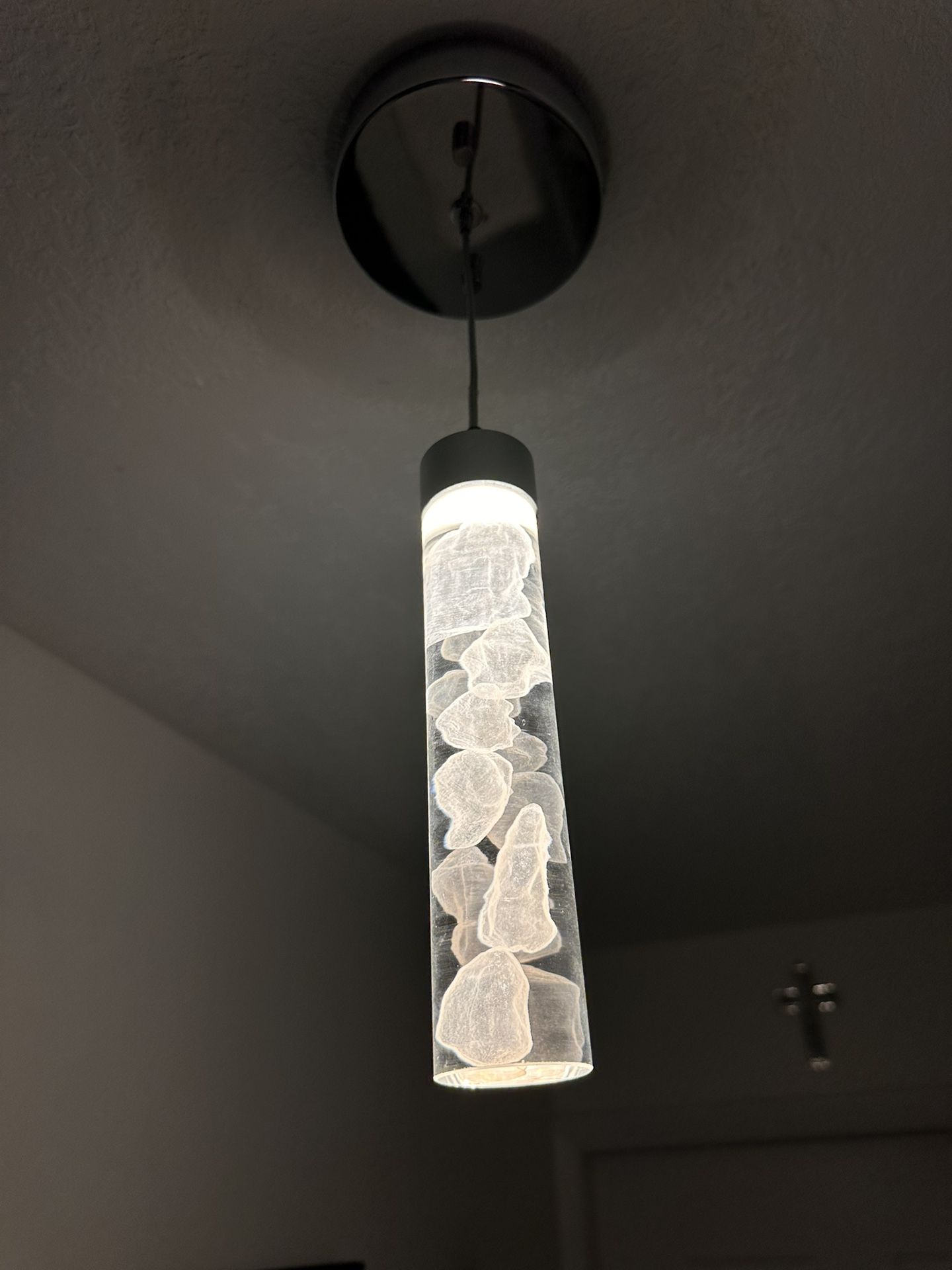 Pendant Lights Kitchen Island, Modern Mini Pendant Light Fixtures with Crystal Stone, Dimmable LED Chandelier, Chrome Hanging Light Fixture for Dining