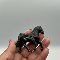 Vintage Metal Horse With Saddle Figure 2” tall Statue