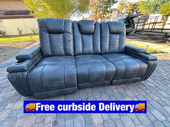 🚚FREE DELIVERY🚚 🩶✨Leather Electric Recliner Couch w/ lights & charging✨🩶