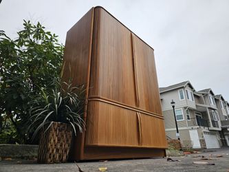 MARVELOUS Danish Modern Solid Teak Cabinet, Sideboard, Entertainment Center Armoire 3 Shelves