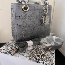  Gray  Strass Cannage Satin / Luxury Designer Bags / Purse / Belt / Wallet For Man / Cartera De Disenador  / Louis / GG /  CD 