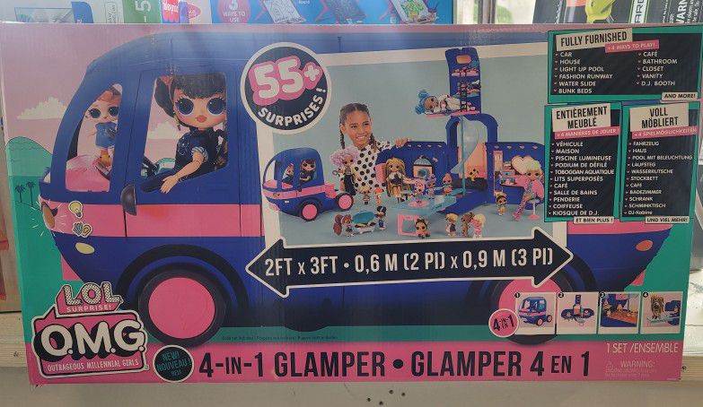 LOL Surprise OMG 4-in-1 Glamper Fashion Doll Camper Toy With 55+ Surprises for Girls

