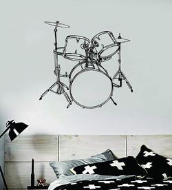 PRE MADE Wall Decal Home Decor Drumset Drums Drummer Music