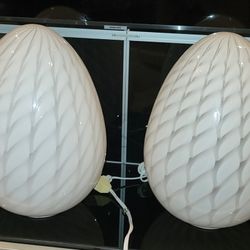 Glass Murano Egg Lamp | 1970s Vintage Swirl Glass Lighting Medium Size 14" EXC