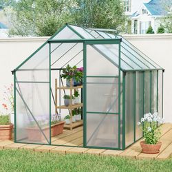 6X10FT Polycarbonate Greenhouse Raised Base and Anchor Aluminum Heavy Duty Walk-in Greenhouses for Outdoor Backyard in All Season 