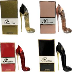 Princess High Heel Perfume for Women(2.9oz/85ml x 4pcs) Red,Black,Gold,Pink