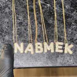 Women’s Iced Out VVS Letter Pendant Rope Chain Necklace