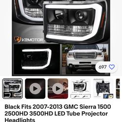 07-13 GMC 1(contact info removed) 3500 LED Tube Projector Headlights 