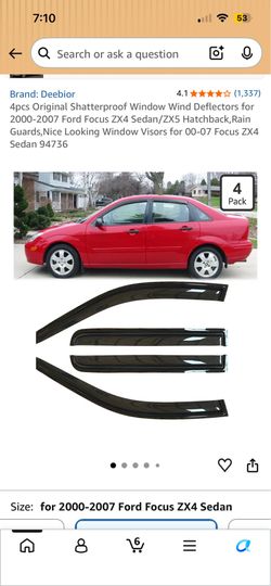 4pcs Original Shatterproof Window Wind Deflectors for 2000-2007 Ford Focus ZX4 Sedan/ZX5 Hatchback, Rain Guards,Nice Looking Window Visors for 00-07 F