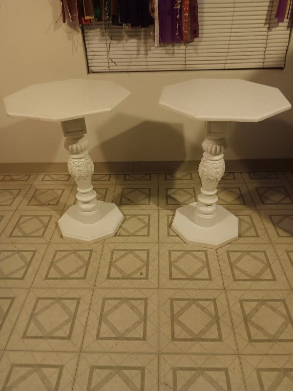 2- White End Tables for your Home or Apt.