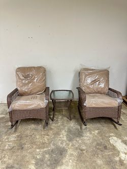 3-Piece Wicker Rocking Chair Patio Set