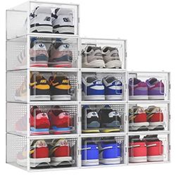 Yitahome 18 Pcs Medium Clear Shoe Storage Containers. 