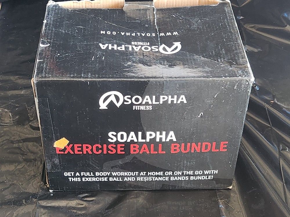 SoAlpha Exercise Ball Bundle - New In Box - Includes Stability Ball, Stability Base, Exercise Bands And Pump