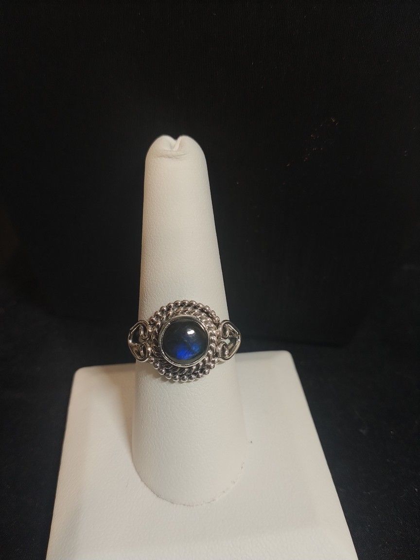 Fine 925 Sterling Silver Stamped Genuine Labradorite Flashy Rings