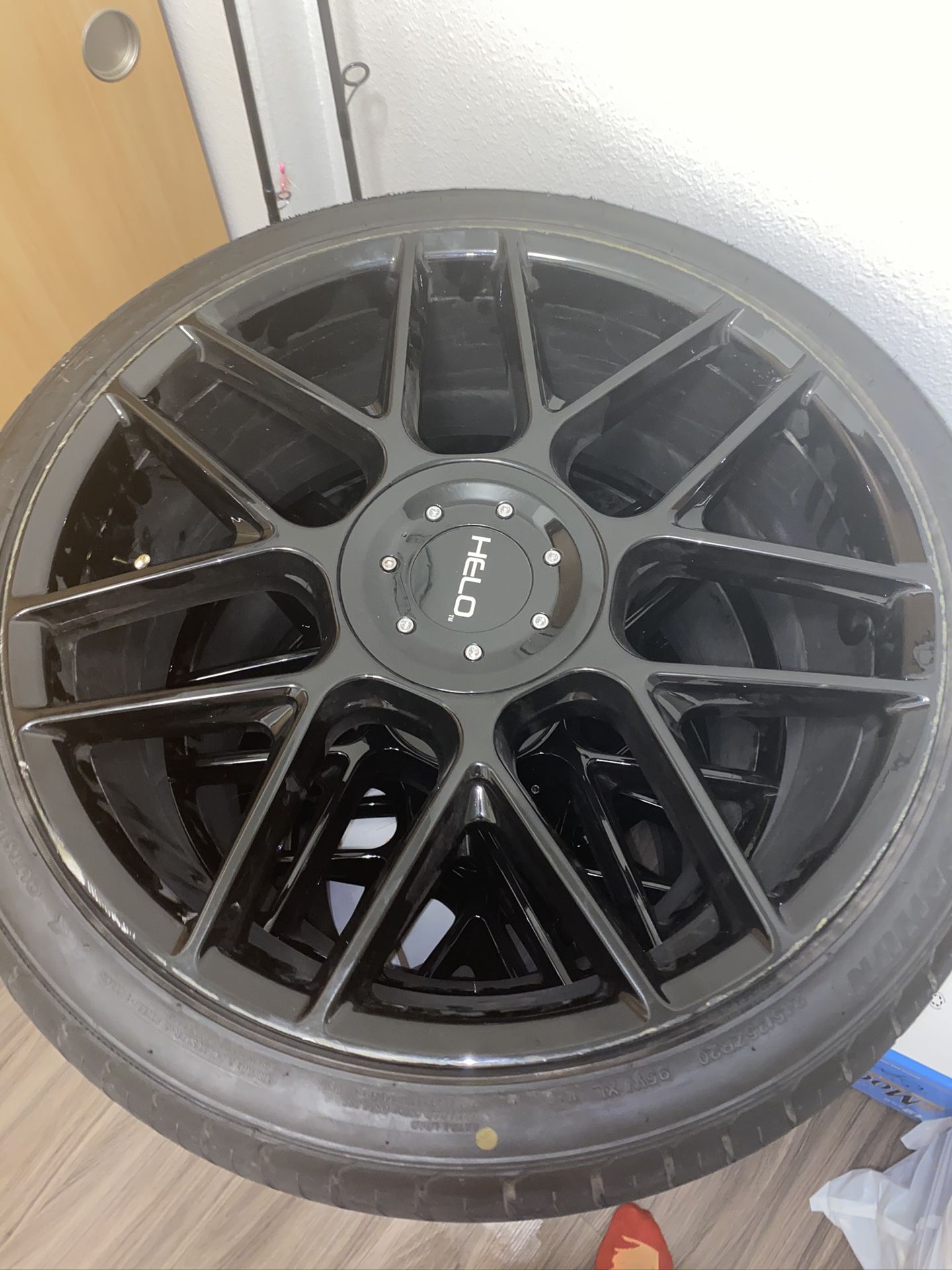 20” black alloy Helo rims and tires