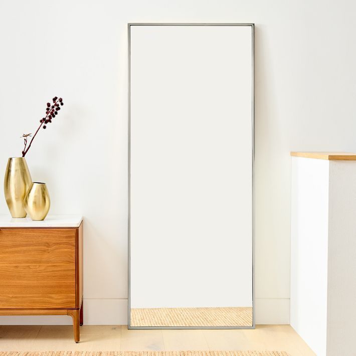WEST ELM Metal Frame Floor Mirror Brushed Nickel — NEW Floor Mirror: 30"w x 1.75"d x 72"h; 82 lbs. FIRM PRICE — pick up near Irvine Spectrum