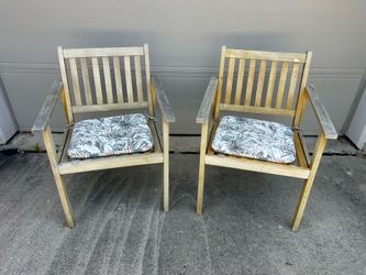 Wood Patio Chairs ( As Is ) + Cushions