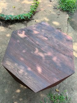 Stunning Refinished Solid Wood Octagon Accent Table | Mid-Century Modern Style