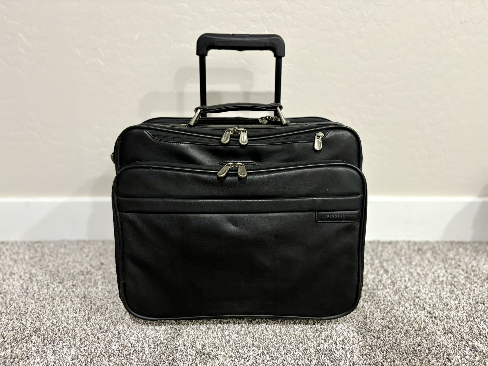BRIGGS & RILEY ‘Travelware’ Black Leather 2-Wheeled Briefcase