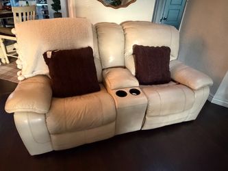 matching beige leather reclining sofa and loveseat set