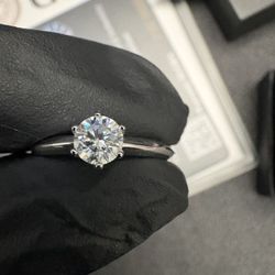VVS1 Adjustable Moissanite Diamond Engagement Ring, Passes Tester, GRA Certificate 