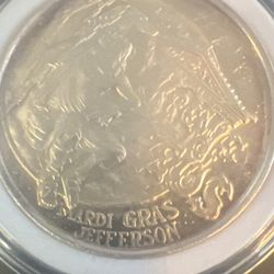 1990 Mardi Gras “Jefferson” 1 oz Silver Round: 